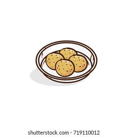 chinese food DEEP FRIED BALLS object hand drawing
