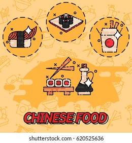 Chinese food flat concept icons