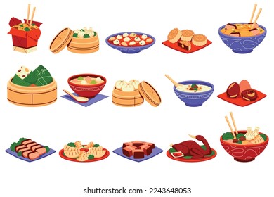 Chinese Food flat Illustration Element