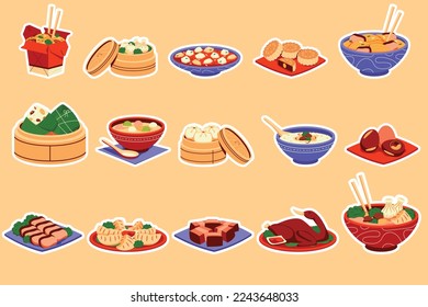 Chinese Food flat Illustration Sticker