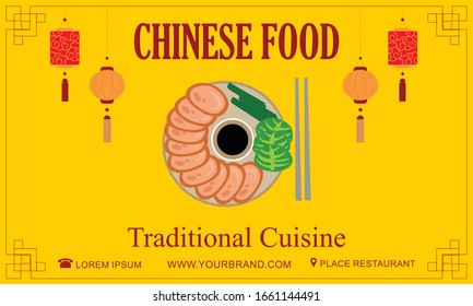 Chinese Food Flyer Logo Template, Menu Restaurant Chinese Vector