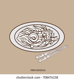 chinese food FRIED NOODLES hand drawing