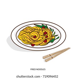 chinese food FRIED NOODLES hand drawing