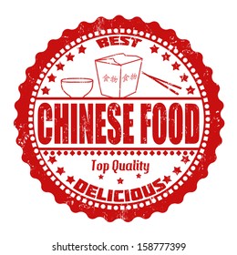 Chinese Food grunge rubber stamp on white, vector illustration
