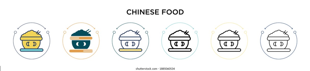 Chinese food icon in filled, thin line, outline and stroke style. Vector illustration of two colored and black chinese food vector icons designs can be used for mobile, ui, web