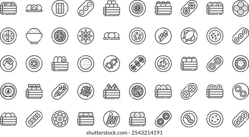 Iconos chinos de la comida Iconos del vector de la alta calidad Colección con el movimiento editable. Ideal para Profesional y Proyectos Creativos.