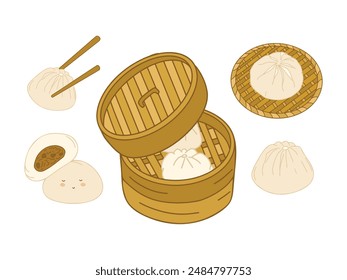 Chinese Food Illustration with Cartoon Style