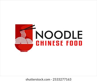 chinese food logo emblem noodles ramen design vector illustration template red bowl for restaurant japanese korean asian food business