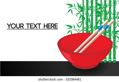 Chinese Food menu template, Two chopsticks on Chinese Bowl