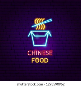 Chinese Food Neon Label. Vector Illustration of Cafe Promotion.