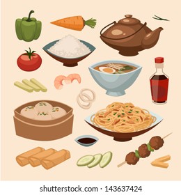 Chinese food. Objects set