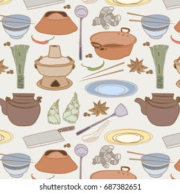 Chinese food seamless pattern. Vector illustration