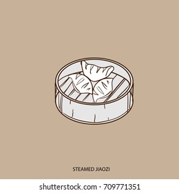 chinese food STEAMED JIAOZI object hand drawing