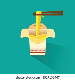 Chinese Food Takeaway Noodle icon flat concept design