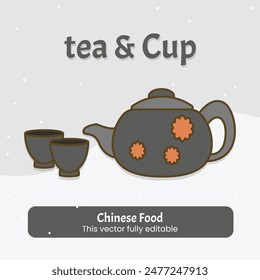 Chinese Food Tea And Cup Vector