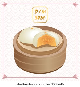 Chinese food vector  salted egg yolk custard steamed buns illustration menu design 