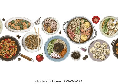 Borda sem emenda do vetor alimentar chinês