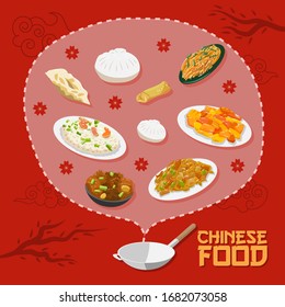 Diseño gráfico de colección de vectores de comida chinos