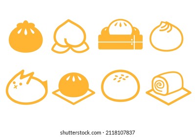 Chinese food vector, set of flat icon Chinese food.