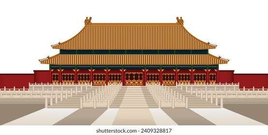 The Chinese forbidden palace. Graphic vector 