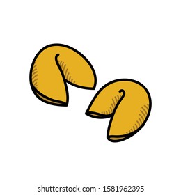 chinese fortune cookie doodle icon, vector illustration