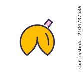 Chinese Fortune cookie with a prophecy inside. Pixel perfect, editable stroke color icon