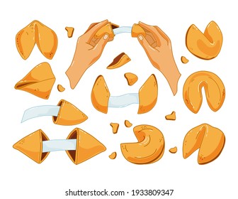 Chinese fortune cookies on a white background. Vector illustration.