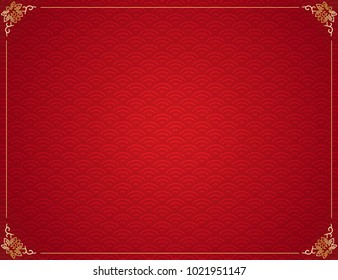 Chinese frame background. Red and gold color. Vector illustration EPS10 