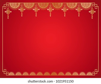 Chinese frame background. Red and gold color. Vector illustration EPS10 