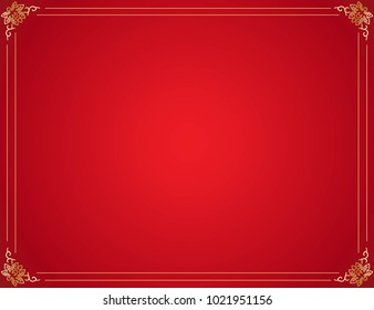 Chinese frame background. Red and gold color. Vector illustration EPS10 