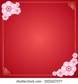Chinese frame background. Red and gold color. Vector illustration EPS10 