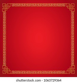 Chinese frame background. Red and gold color. Vector illustration EPS10 