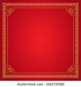 Chinese frame background. Red and gold color. Vector illustration EPS10 