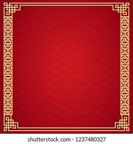 Chinese frame background. Red and gold color. Vector illustration EPS10