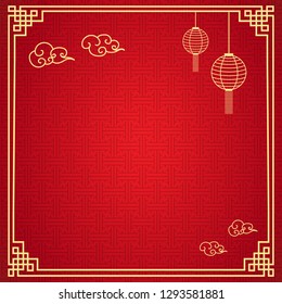 Chinese frame background. Red and gold color. Vector illustration EPS10 