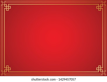 Chinese frame background. Red and gold color. Vector illustration EPS10 