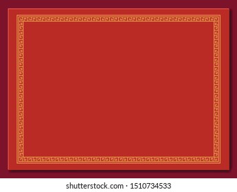 Chinese frame background. Red and gold color. Hand crafted art. Paper cut style. Vector illustration EPS10. 
