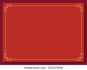 Chinese frame background. Red and gold color. Hand crafted art. Paper cut style. Vector illustration EPS10. 