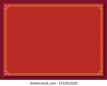 Chinese frame background. Red and gold color. Hand crafted art. Paper cut style. Vector illustration EPS10. 