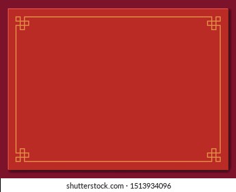 Chinese frame background. Red and gold color. Hand crafted art. Paper cut style. Vector illustration EPS10. 