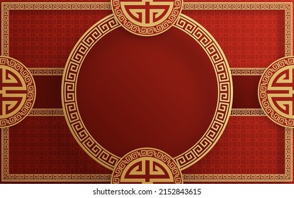 Chinese frame background red and gold color with asian elements.