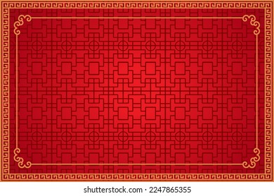 Fondo del marco chino. Color rojo y dorado. Ilustración del vector EPS10 