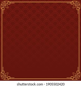 Chinese frame background. Red and yellow gold. Vector illustration