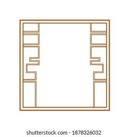 Chinese frame border art china style. Asian new year decorative traditional borders, oriental gold line retro pattern for image frame. Vintage Frame.