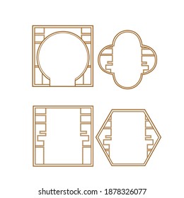 Chinese frame border art china style. Asian new year decorative traditional borders, oriental gold line retro pattern for image frame. Vintage Frame.