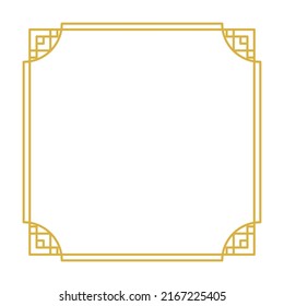 Chinese frame border art china style. Asian new year decorative traditional borders, oriental gold line retro pattern for image frame. Vintage Frame.