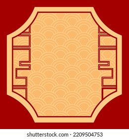 Chinos enmarcan el arte fronterizo al estilo de china. Bordes tradicionales decorativos de año nuevo asiáticos, patrón retro de línea dorada oriental para marco de imagen. Marco vintage.
