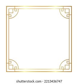 Chinese frame border art china style. Asian new year decorative traditional borders, oriental gold line retro pattern for image frame. Vintage Frame. Luxury Frame. 