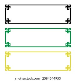 Chinese frame corner ornament. Traditional decorative elements border frame. Illustration design