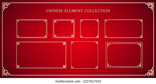 Chinese frame element collection set for traditional design concept.